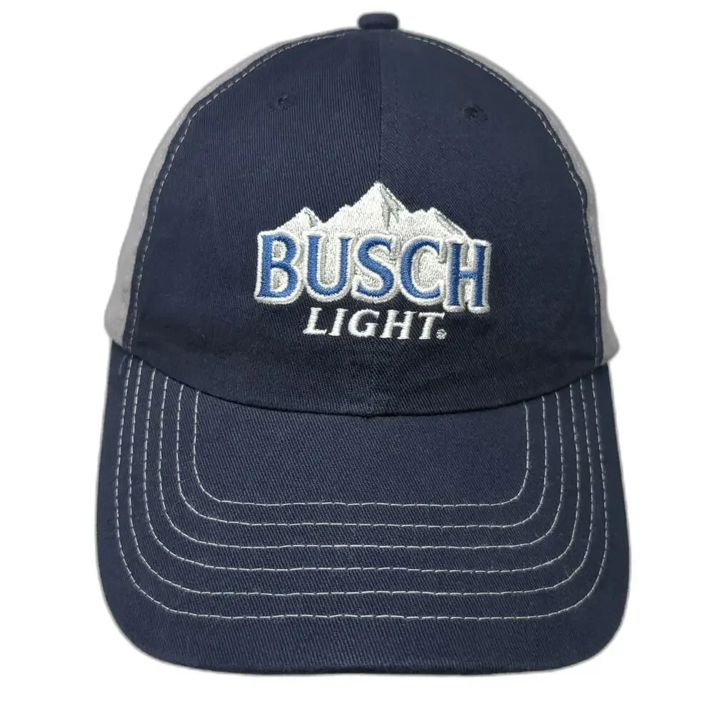 Busch Light Snapback Blue Gray Hat One Size Embroidered Logo Contrast Stitching